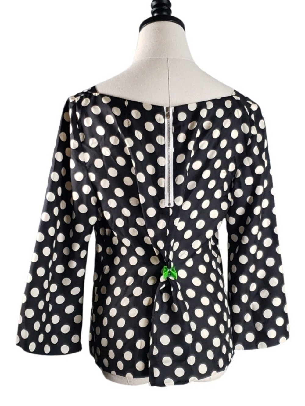 Vintage J Crew Silk Polkadot Boatneck Three Quarter Sleeves 12 Preppy Classic - Picture 9 of 9